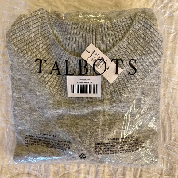 Talbots Gray EYELET HEM MOCKNECK PULLOVER SWEATER IN GRAY SIZE 2X P NWT - Picture 8 of 10